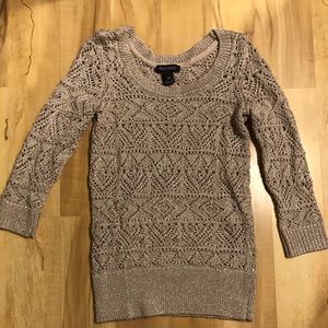 White House Black Market Gold Shimmer Sweater